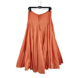 Boston Proper Women's 100% Cotton Pleated Balloon Fit & Flare Maxi Skirt Orange